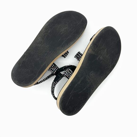 CHANEL Black Tweed Sequin Crystal Interlocking CC Dad Sandal Size 39.5 Slingback - Picture 9 of 11